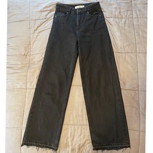 Black denim wide-leg jeans